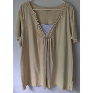 Woman Within Women's Plus Size‎ 1X 22/24 Pale Yellow Layered Short Sleeve Top